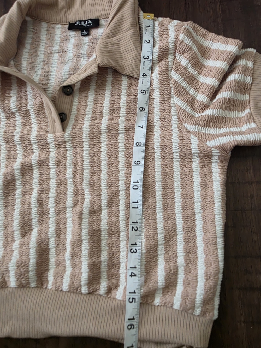 Beige & White Striped Knit Polo Mini Dress - Picture 7 of 8